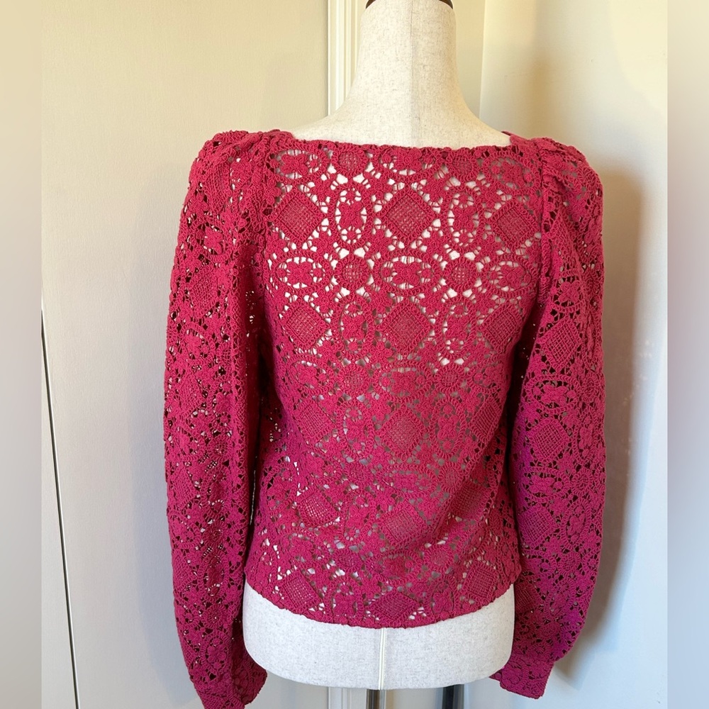 Sezane NWOT SZ 6 Alvere Lace Blouse Peony - NEVER WORN!!! - Picture 3 of 7